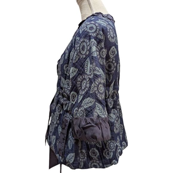 MARC BY MARC JACOBS Floral Print Kimono Jacket Blue 3/4 Sleeve Tie Sash Size 4 - Picture 4 of 12